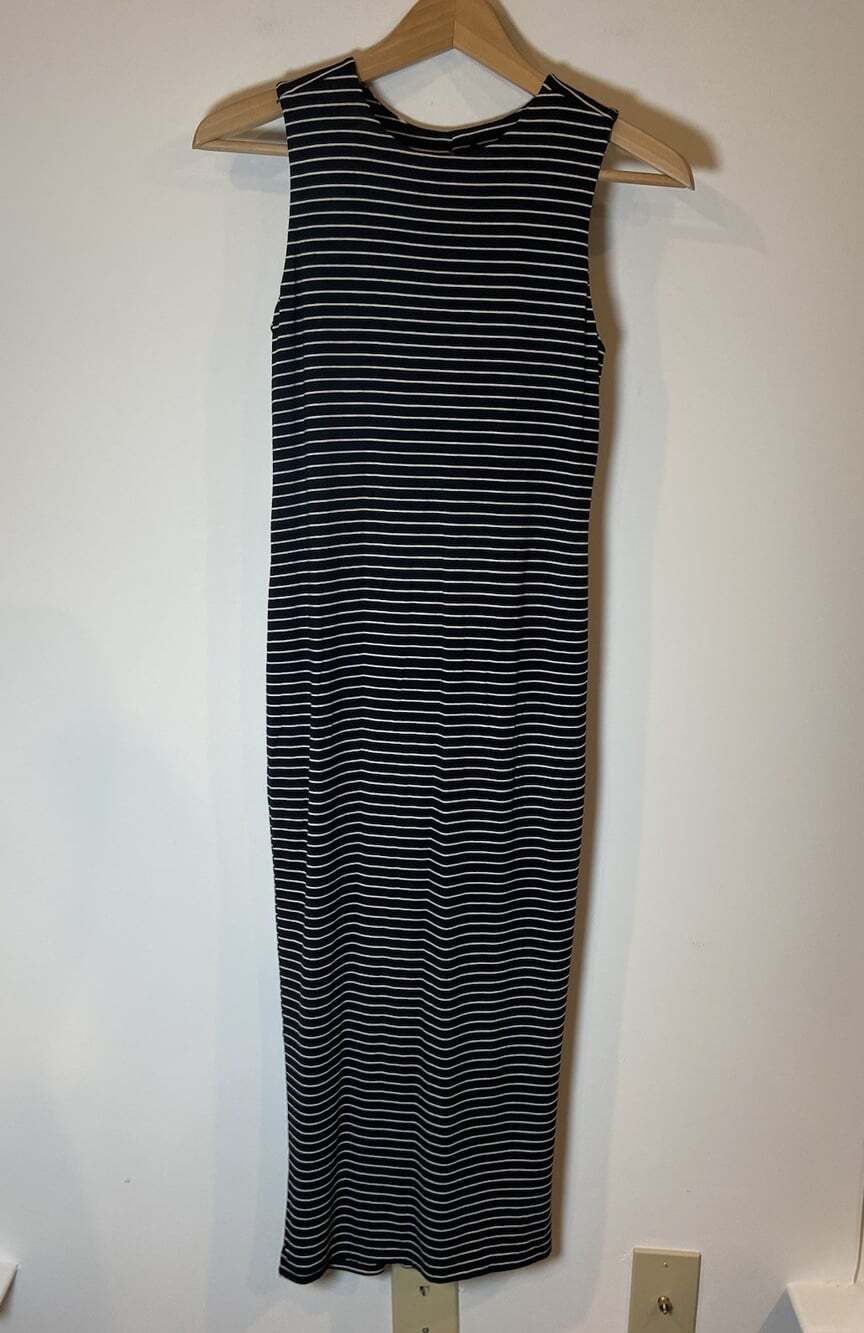 NWT Athleta Stripe Twist Back Midi Dress Stretch Black White Stripe XXS New